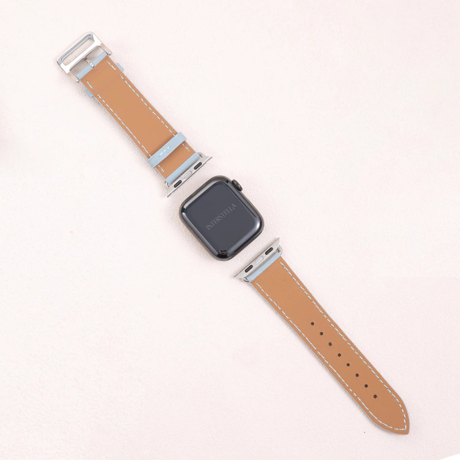 Athenia Duo – Correa para Apple Watch hecha a mano de doble hebra con lapislázuli y cuarzo claro