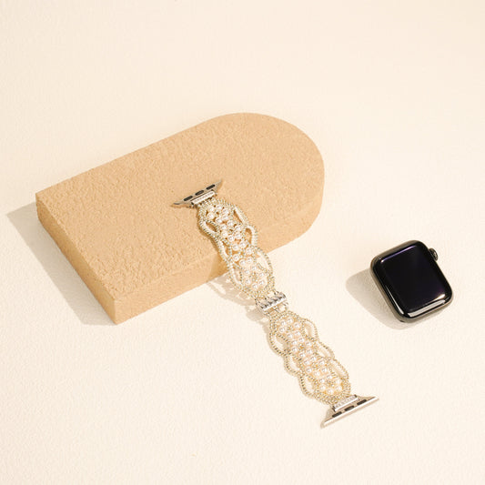Pearl Lattice Band with Silver Accents