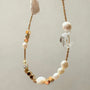 Pearl and white quartz phone strap with gold star charm