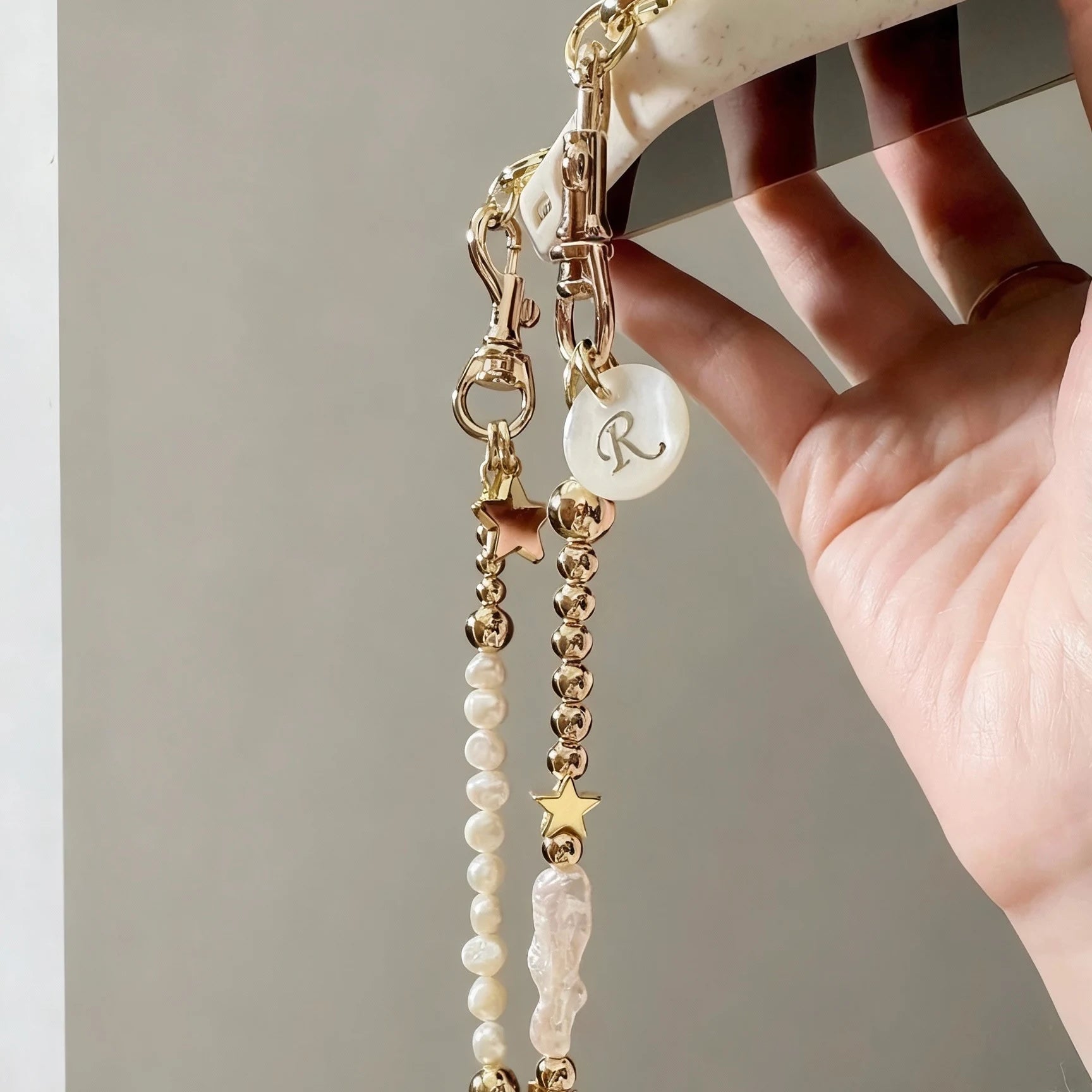 Aurelia Minor - Gold Bead Pearl Star iPhone Case & Strap