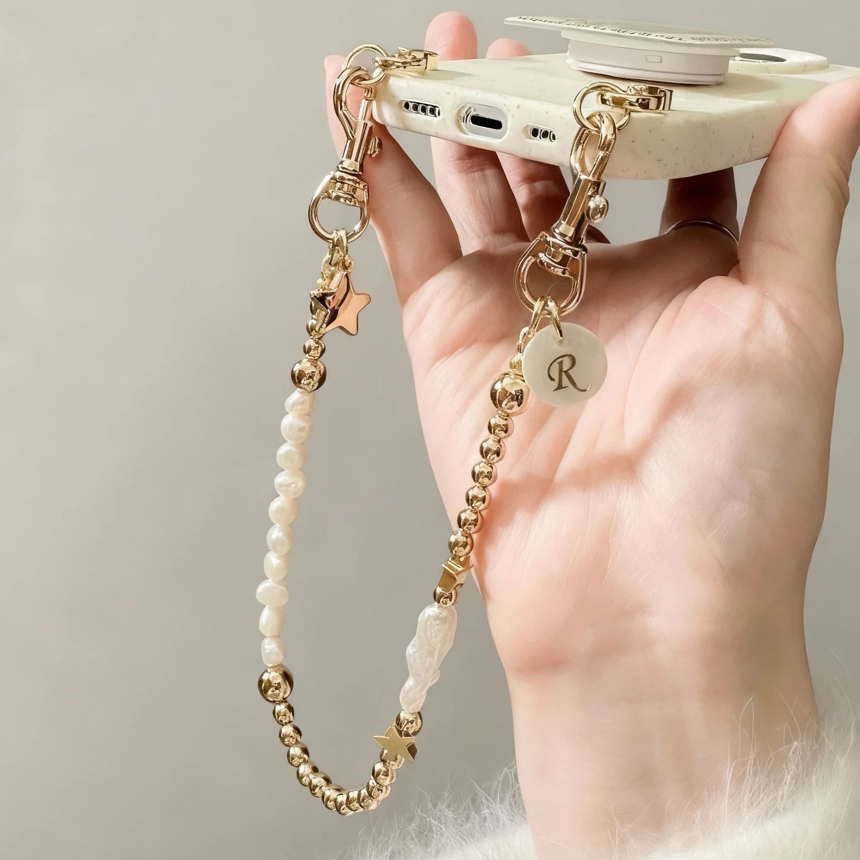 Aurelia Minor - Gold Bead Pearl Star iPhone Case & Strap