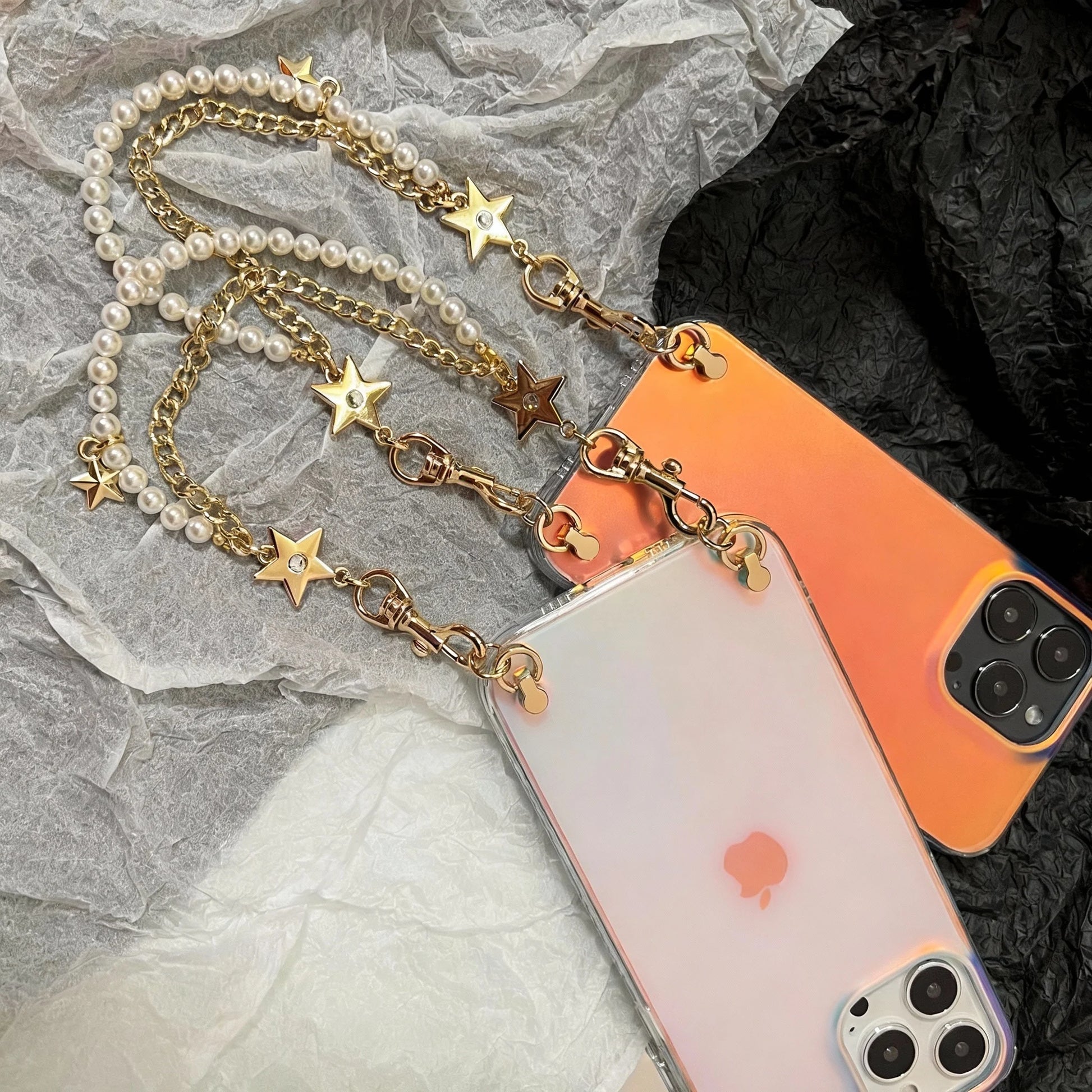 Astrum Duplex - Double-Chain Pearl Star iPhone Case & Strap