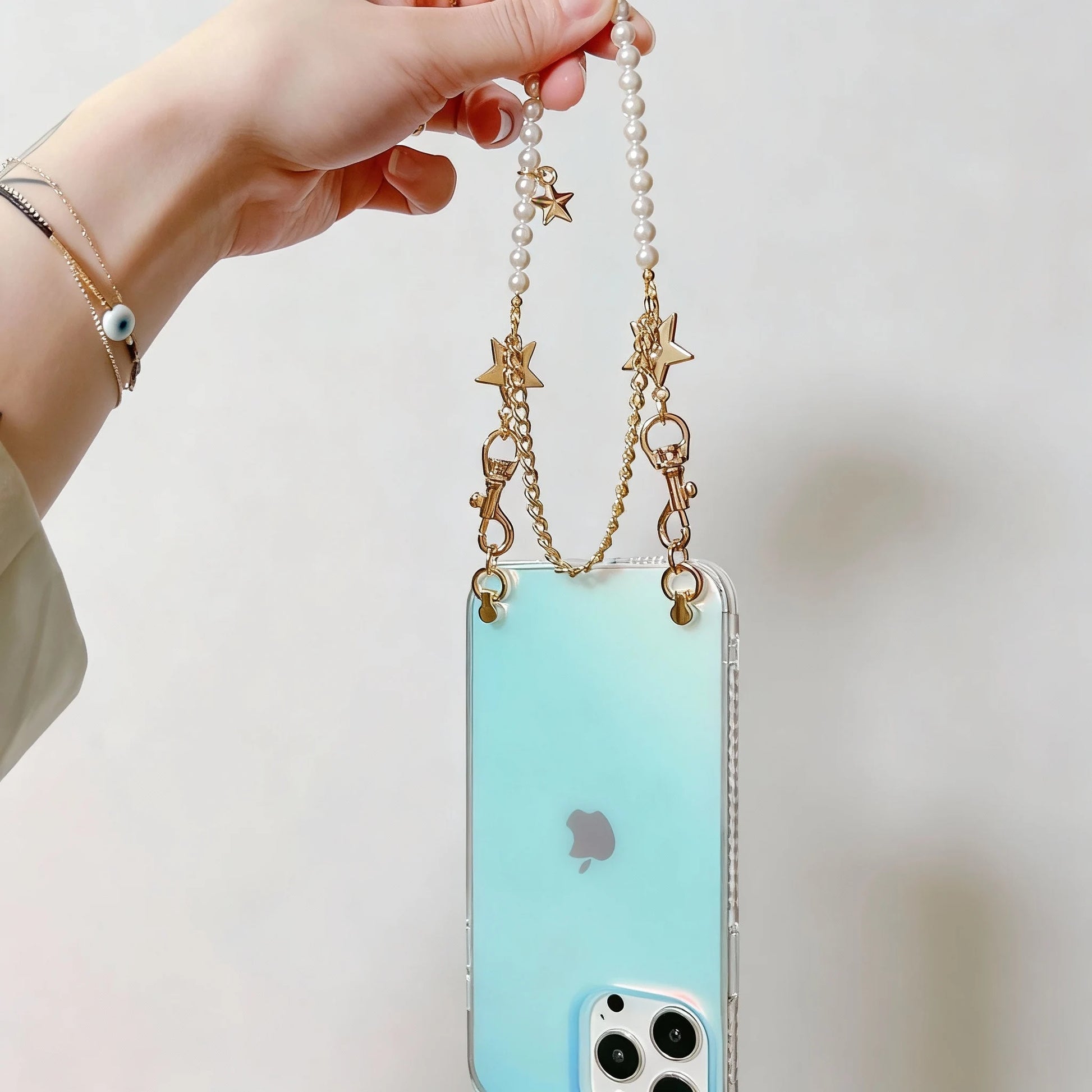 Astrum Duplex - Double-Chain Pearl Star iPhone Case & Strap