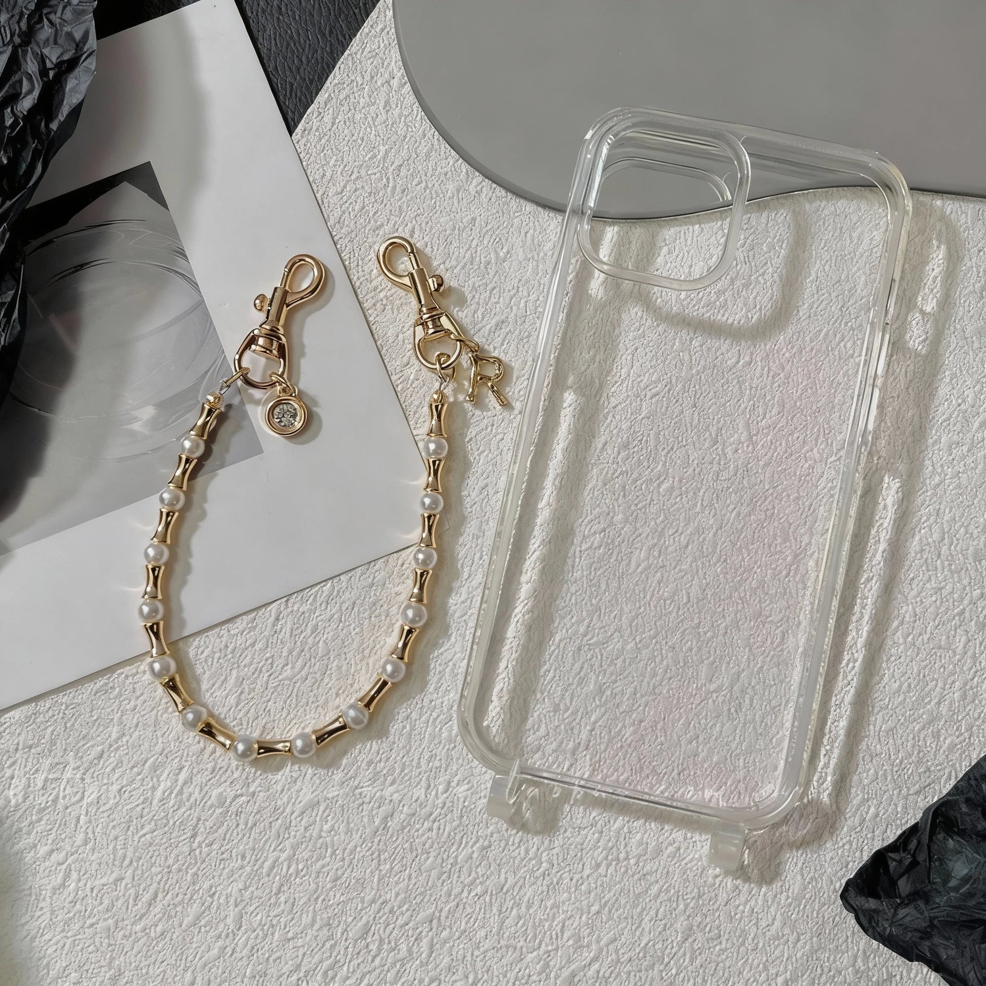 أوديت - سوار ساعة أبل مزدوج الخيوط مصنوع يدويًا من حجر الأمازونيت ولؤلؤ سواروفسكي