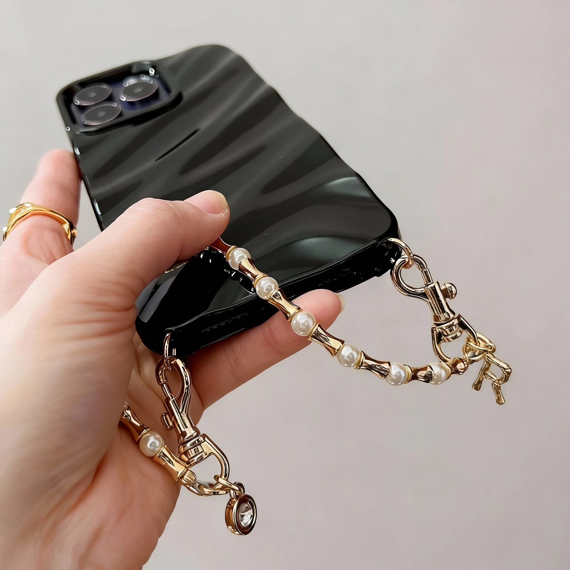 أوديت - سوار ساعة أبل مزدوج الخيوط مصنوع يدويًا من حجر الأمازونيت ولؤلؤ سواروفسكي