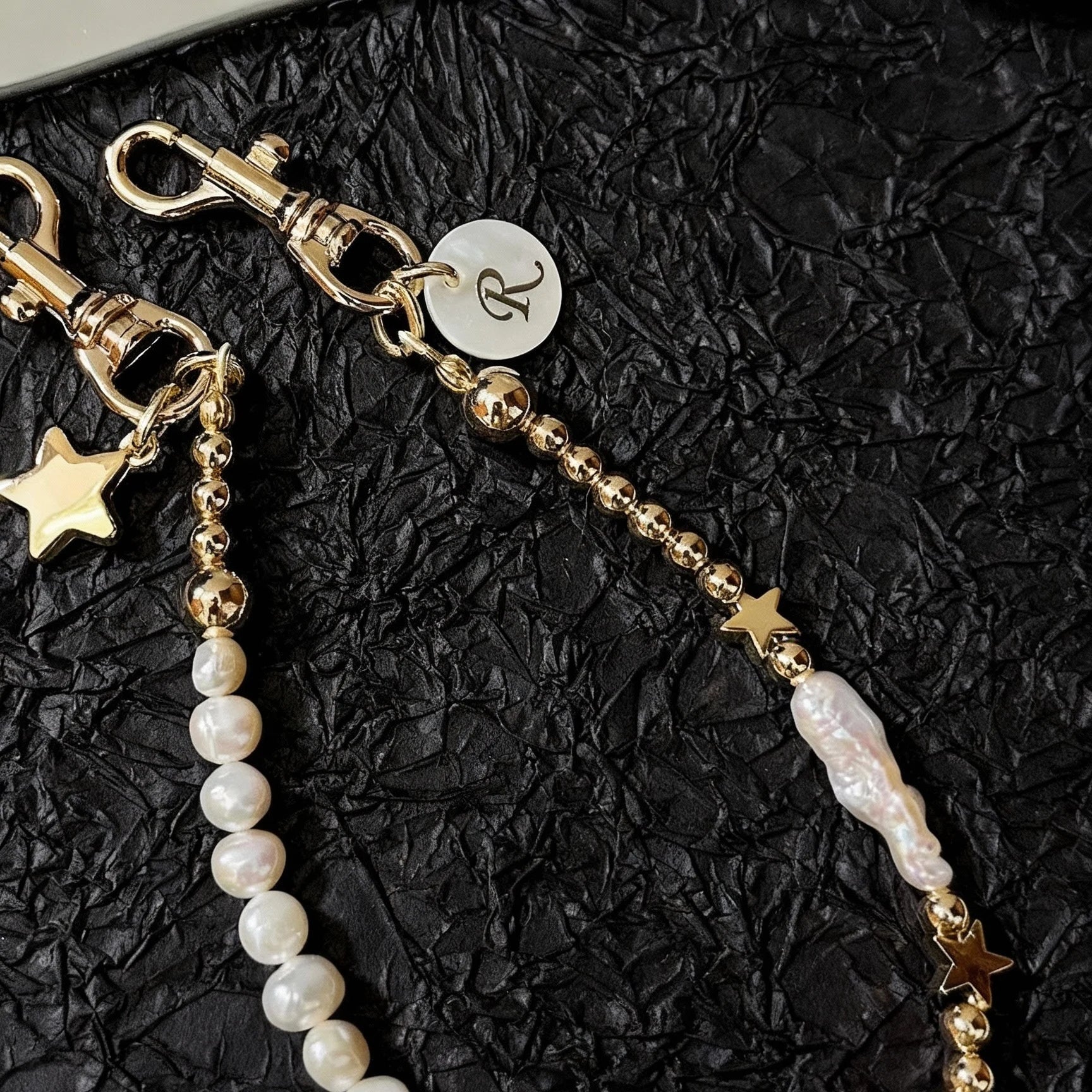Aurelia Minor - Gold Bead Pearl Star iPhone Case & Strap