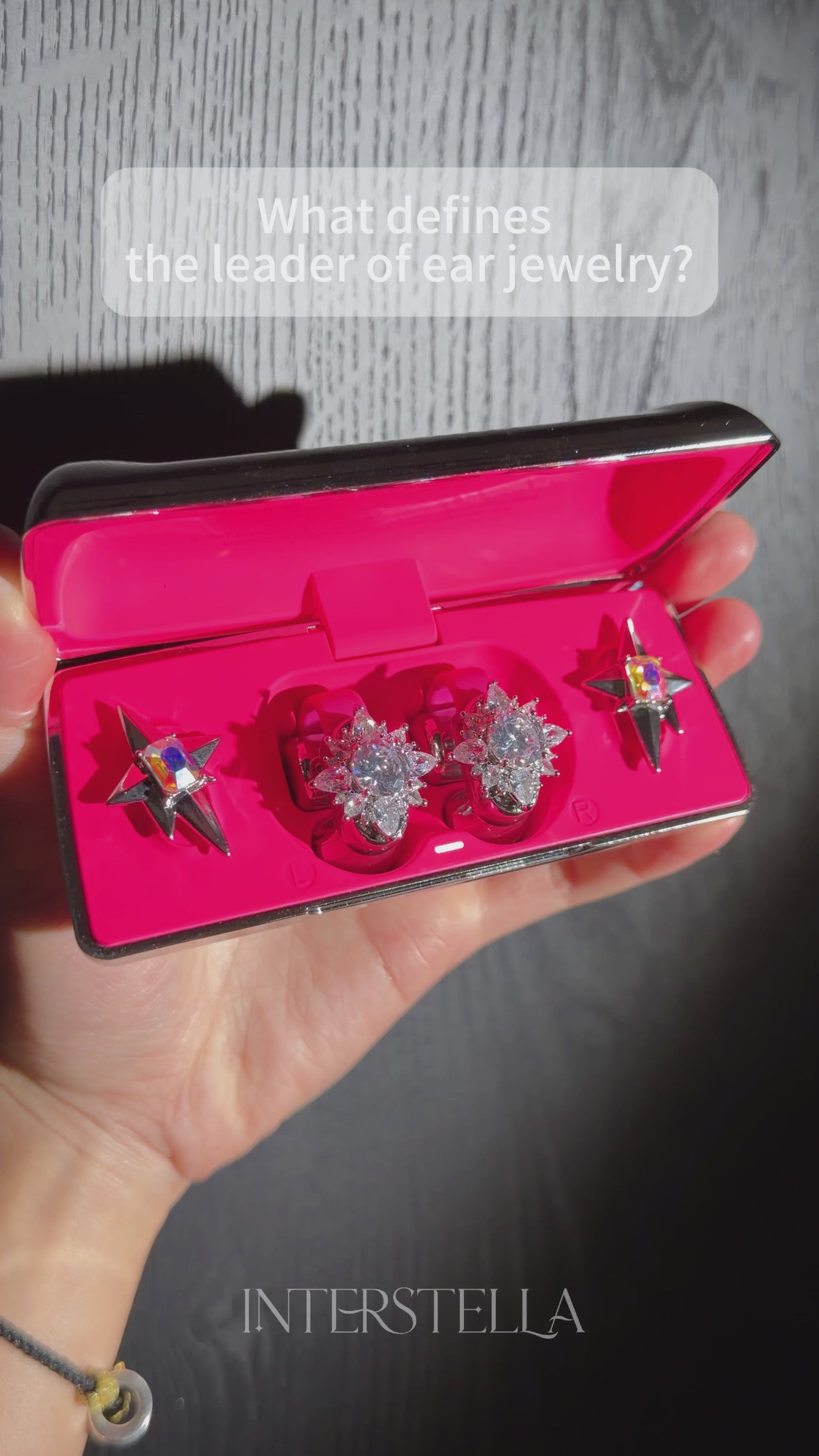 Interstella Crystal Aura Bluetooth Ear Jewelry Headphone with magnetic crystal accents, open-ear design, and jewelry-inspired finish