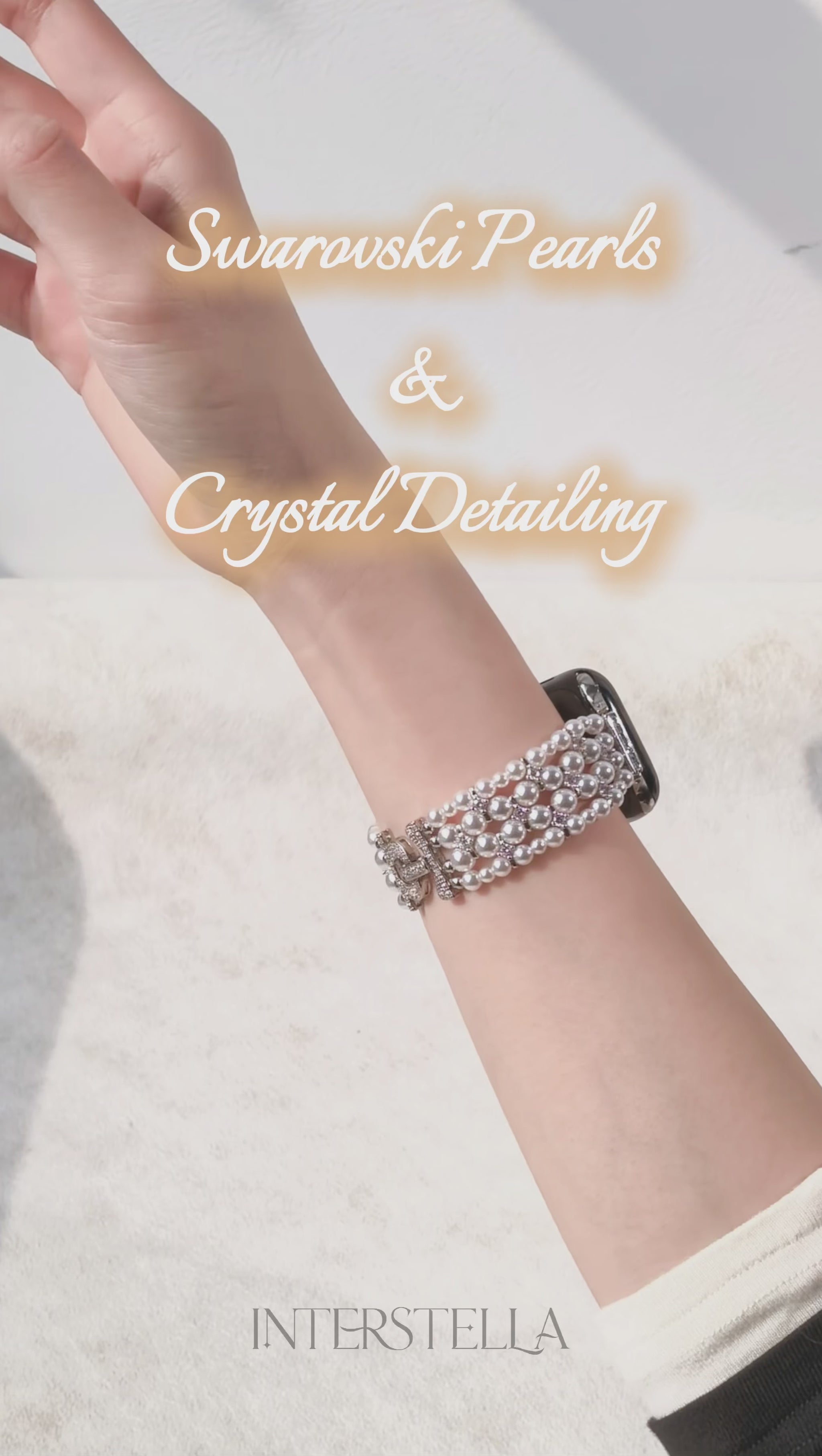 Handmade Swarovski Pearl & Crystal Apple Watch Band – Interstella